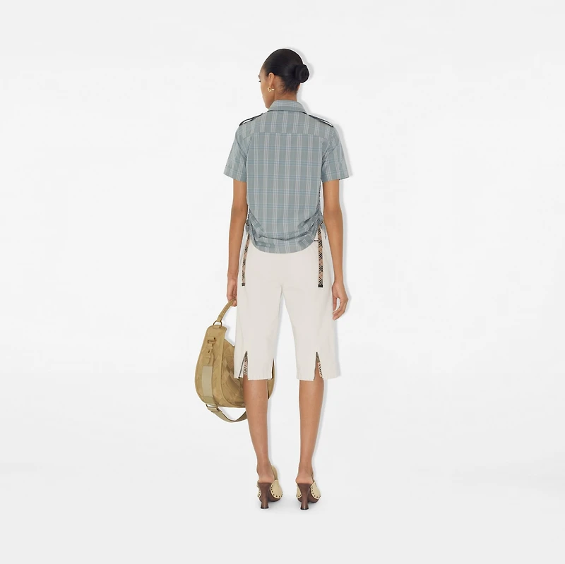 Slim Fit Check Cotton Shirt in Drizzle - Women | Burberry® Official