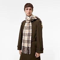 Narrow Check Alpaca Wool Blend Scarf in Pebble grey | Burberry® Official