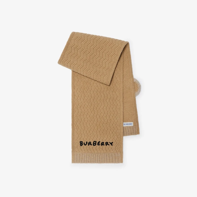 Thomas Bear Wool Scarf in Pale stone - Children | Burberry® Official