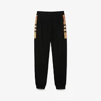 Check Panel Cotton Jogging Pants in Black/archive beige - Men | Burberry® Official