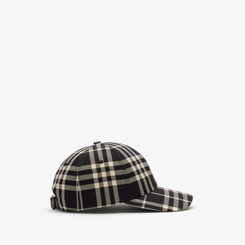 Check Cotton Baseball Cap in Black/calico beige - Men | Burberry® Official