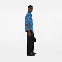 Regular Fit Check Cotton Shirt in Hyacinth blue