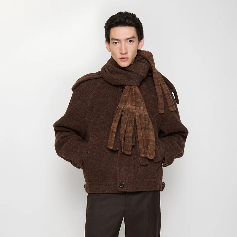 Detachable Scarf Wool Blend Jacket in Ginger/ginger - Men | Burberry® Official
