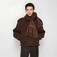 Detachable Scarf Wool Blend Jacket in Ginger/ginger - Men | Burberry® Official