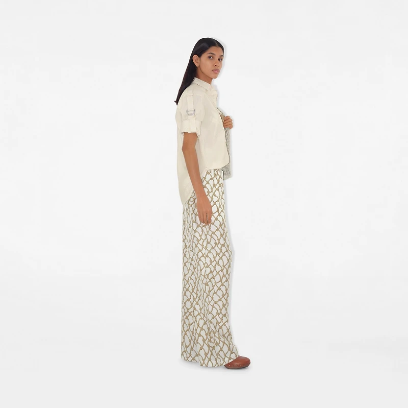 Knot Silk Trousers in Thatch - Women | Burberry® Official