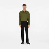 Long-sleeve Cotton Polo Shirt in Olive - Men | Burberry® Official