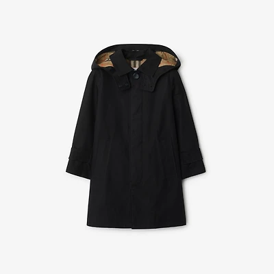 Cotton Hooded Car Coat in Black | Burberry® Official
