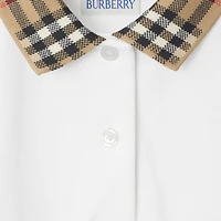 Check Collar Cotton Polo Shirt Dress in White | Burberry® Official