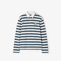 Knight Stamp Cotton Rugby Shirt in Nickel blue/cotton white - Men | Burberry® Official