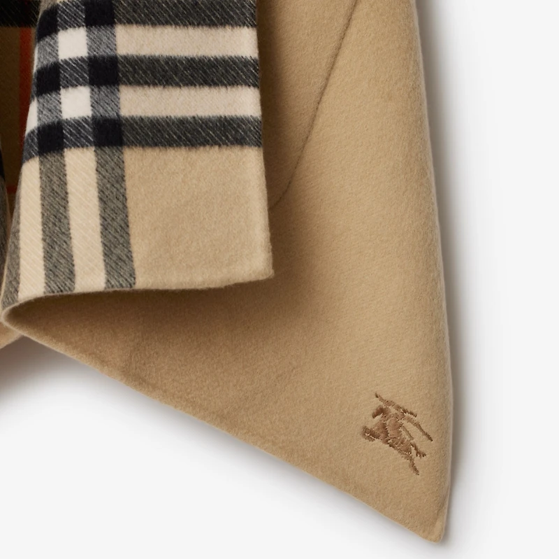 Reversible Check Cashmere Cape in Sand | Burberry® Official