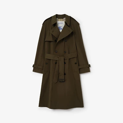 Long Lightweight Cotton Trench Coat in Marsh green - Men | Burberry® Official