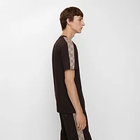 Check Trim Cotton T-shirt in Clove brown - Men | Burberry® Official