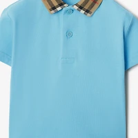 Check Collar Cotton Polo Shirt in Lizard | Burberry® Official