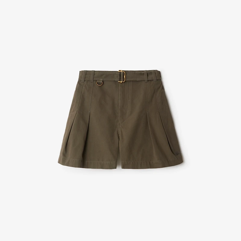 Gabardine Belted Shorts in Military - Women, Cotton | Burberry® Official