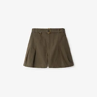Gabardine Belted Shorts in Military - Women, Cotton | Burberry® Official