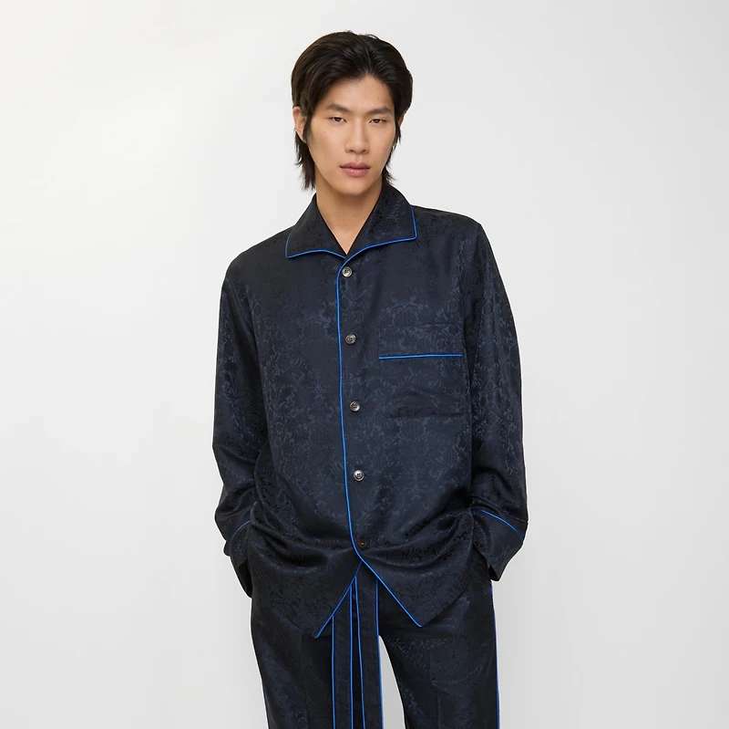 Sunflower Silk Pyjama Shirt in Silhouette black - Men | Burberry® Official