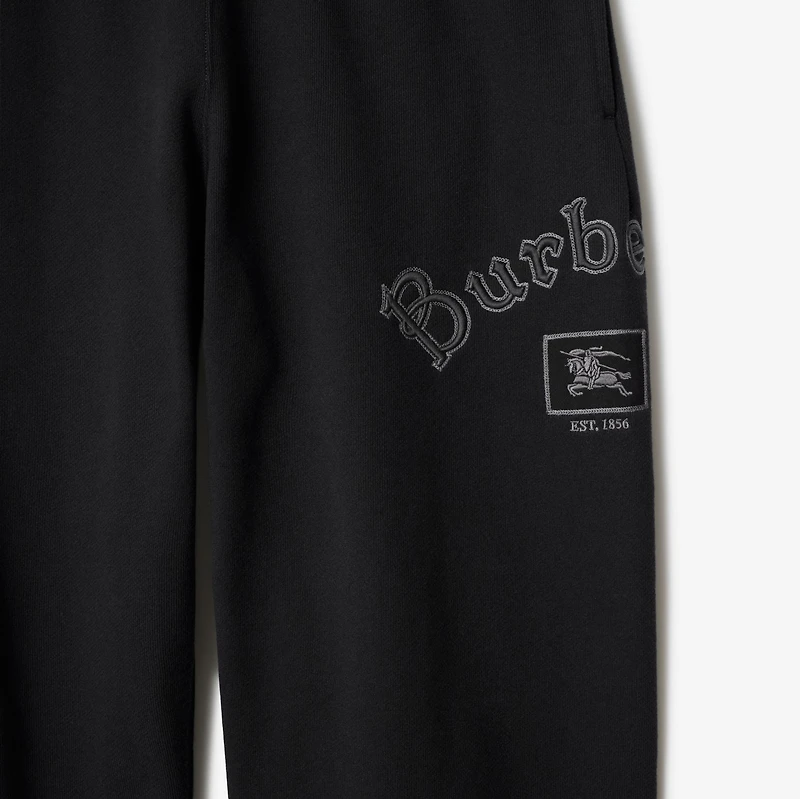 Gothic Logo Cotton Jogging Pants in Black - Men | Burberry® Official