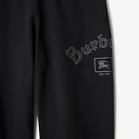 Gothic Logo Cotton Jogging Pants in Black - Men | Burberry® Official