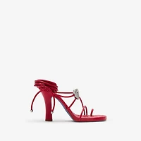 Leather Ivy Shield Heeled Sandals in Scarlet - Women | Burberry® Official