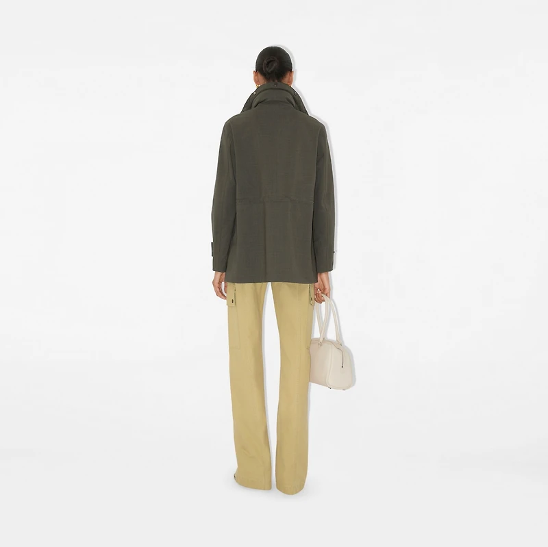 Stretch Wool Field Jacket in Moss melange - Women, Technical | Burberry® Official