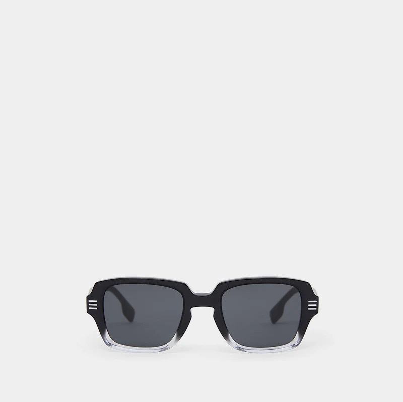 Logo Detail Rectangular Frame Sunglasses in Black/transparent - Men | Burberry® Official