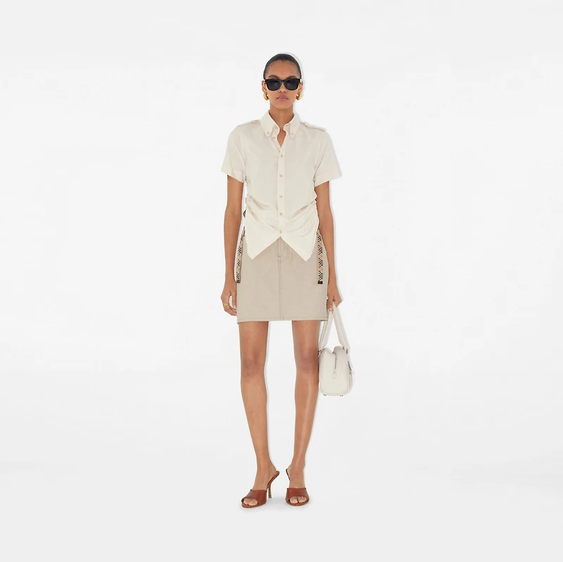 Slim Fit Striped Silk Shirt in Clam - Women | Burberry® Official