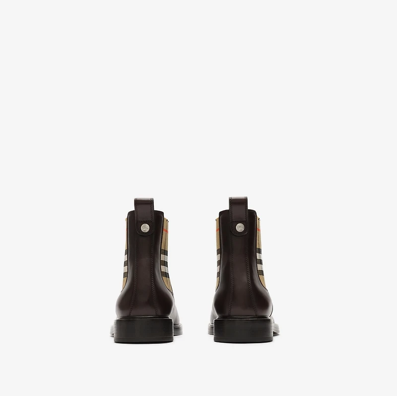 Leather Pembroke Boots in Moorhen brown - Men | Burberry® Official