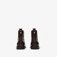 Leather Pembroke Boots in Moorhen brown - Men | Burberry® Official