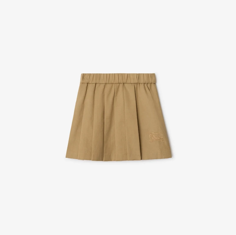 Pleated Cotton Blend Skirt in Sand | Burberry® Official