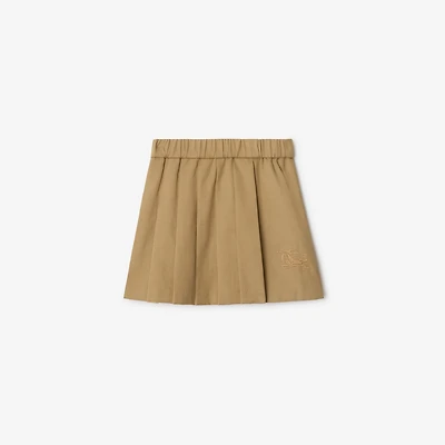 Pleated Cotton Blend Skirt in Sand | Burberry® Official