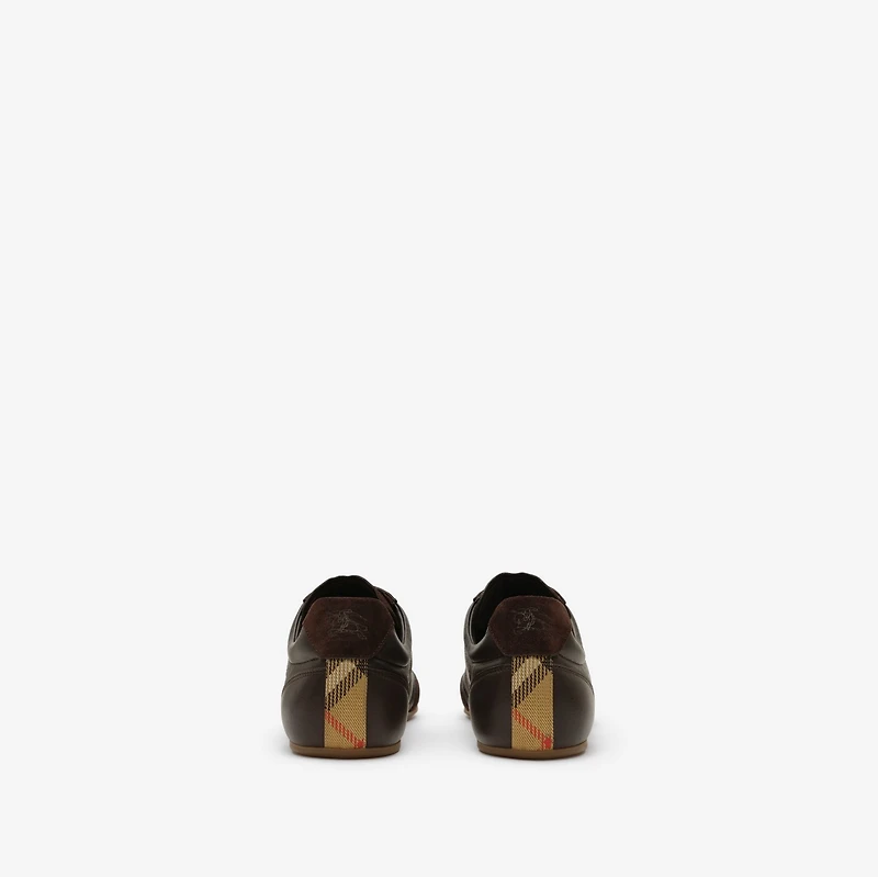 Leather Knight Runner Sneakers​ in Moorhen brown - Men | Burberry® Official