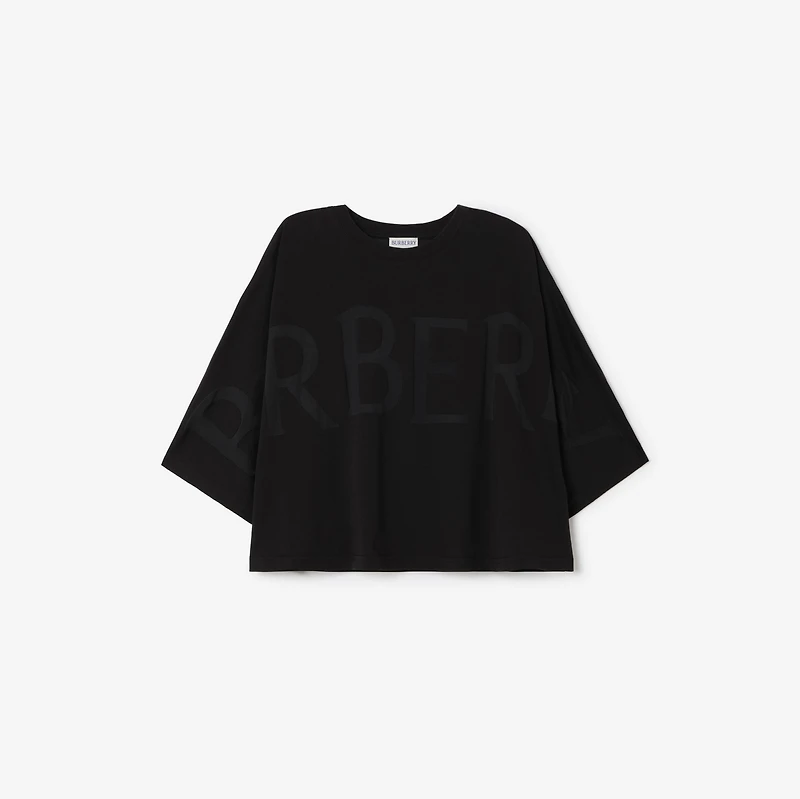 Logo Cotton Blend T-shirt in Black - Women | Burberry® Official