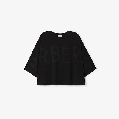 Logo Cotton Blend T-shirt in Black - Women | Burberry® Official