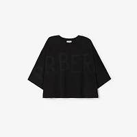 Logo Cotton Blend T-shirt in Black - Women | Burberry® Official