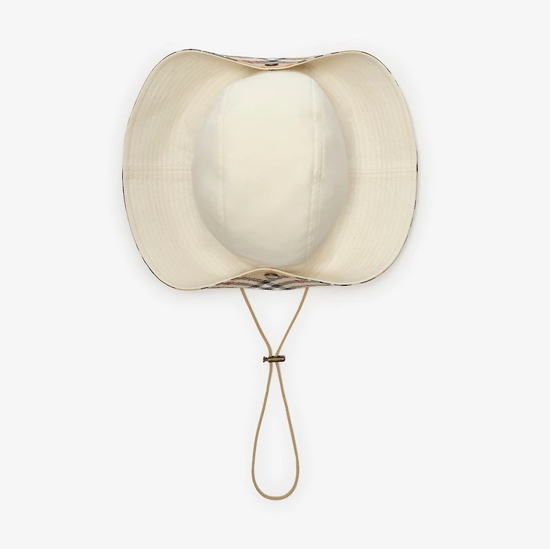 Check Brim Tropical Gabardine Hat in Tundra white - Men | Burberry® Official