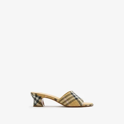 Rhinestone Check Sloane Mules in Rosewood brown - Women | Burberry® Official