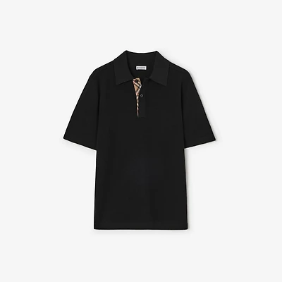Wool Polo Shirt in Black - Men | Burberry® Official