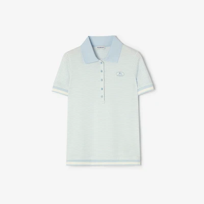 Striped Cotton Polo Shirt in Glacier blue - Women | Burberry® Official