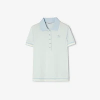 Striped Cotton Polo Shirt in Glacier blue - Women | Burberry® Official