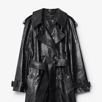 Long Embossed Leather Trench Coat in Silhouette black - Women | Burberry® Official