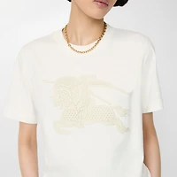 Knight Cotton T-shirt in Chalk white - Women, Lace | Burberry® Official