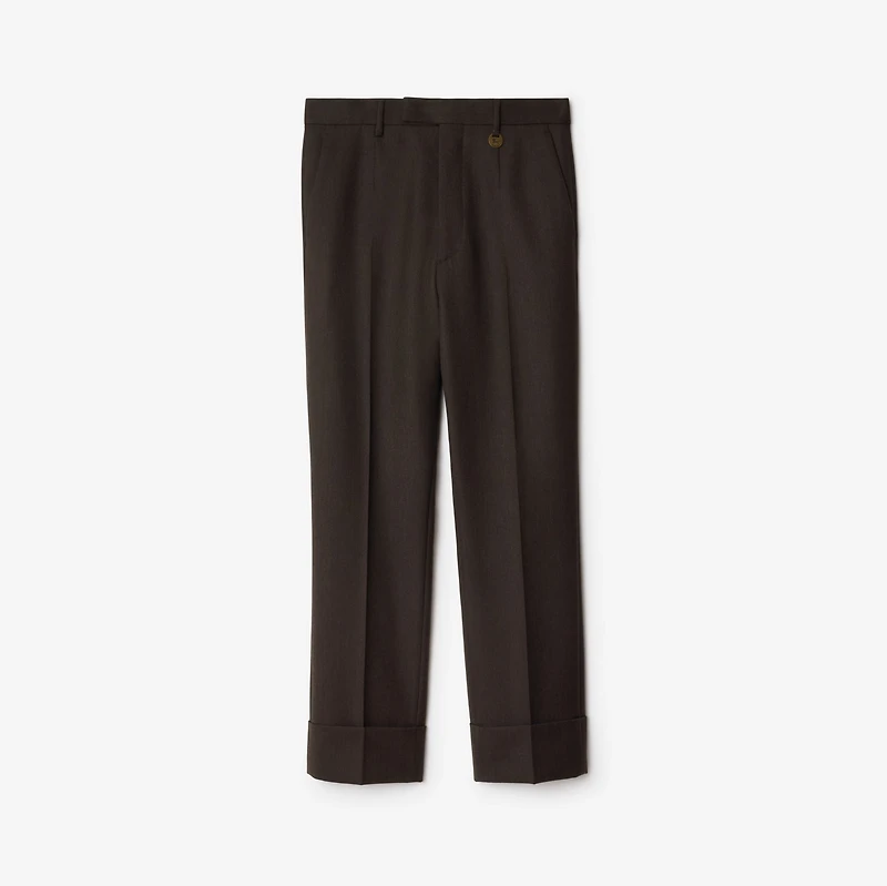 Wool Tailored Trousers in Soot brown - Men | Burberry® Official