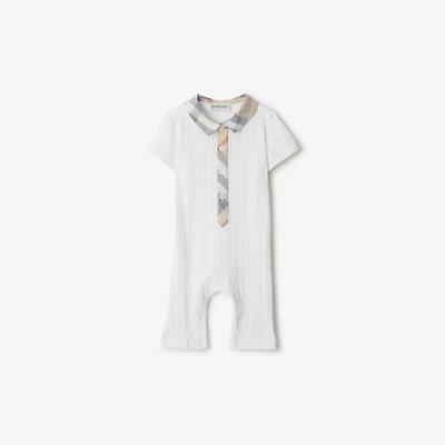 Stretch Cotton Playsuit in White - Children | Burberry® Official
