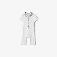 Stretch Cotton Playsuit in White - Children | Burberry® Official