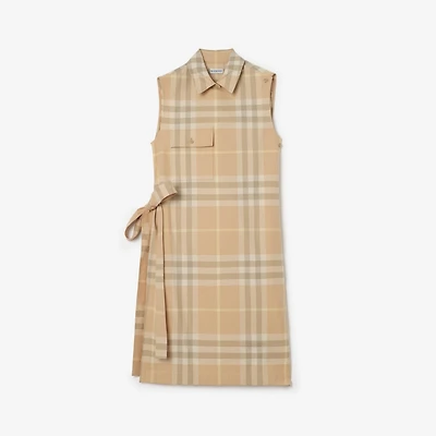 Check Cotton Shirt Dress in Flax beige - Women | Burberry® Official