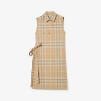 Check Cotton Shirt Dress in Flax beige - Women | Burberry® Official
