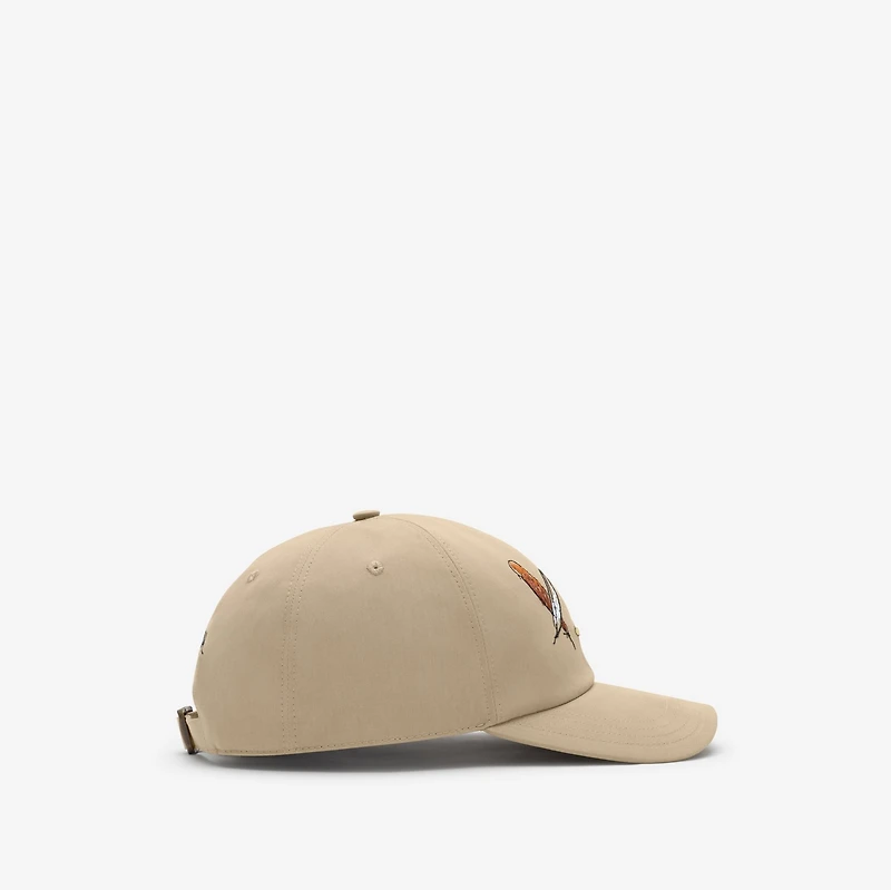 Feather Embroidered Cotton Baseball Cap in Saltmarsh beige - Men | Burberry® Official
