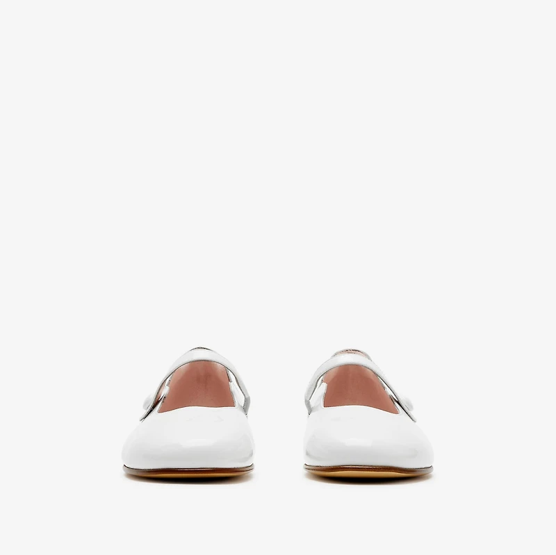 Leather Mary Jane Flats in Optic white