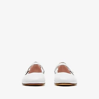Leather Mary Jane Flats in Optic white