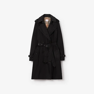 Mid-length Lightweight Kensington Trench Coat in Black - Women, Nylon | Burberry® Official